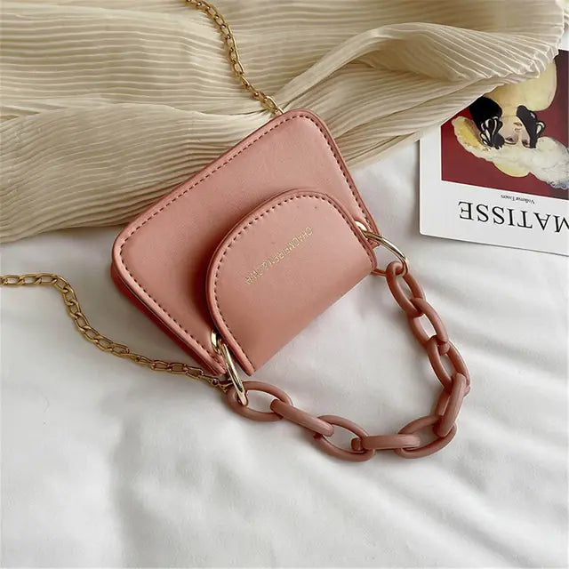 Mini Crossbody Coin Purse with Pearl Chain for Girls