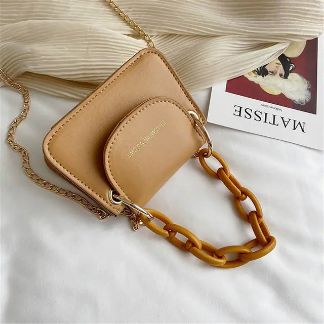 Mini Crossbody Coin Purse with Pearl Chain for Girls