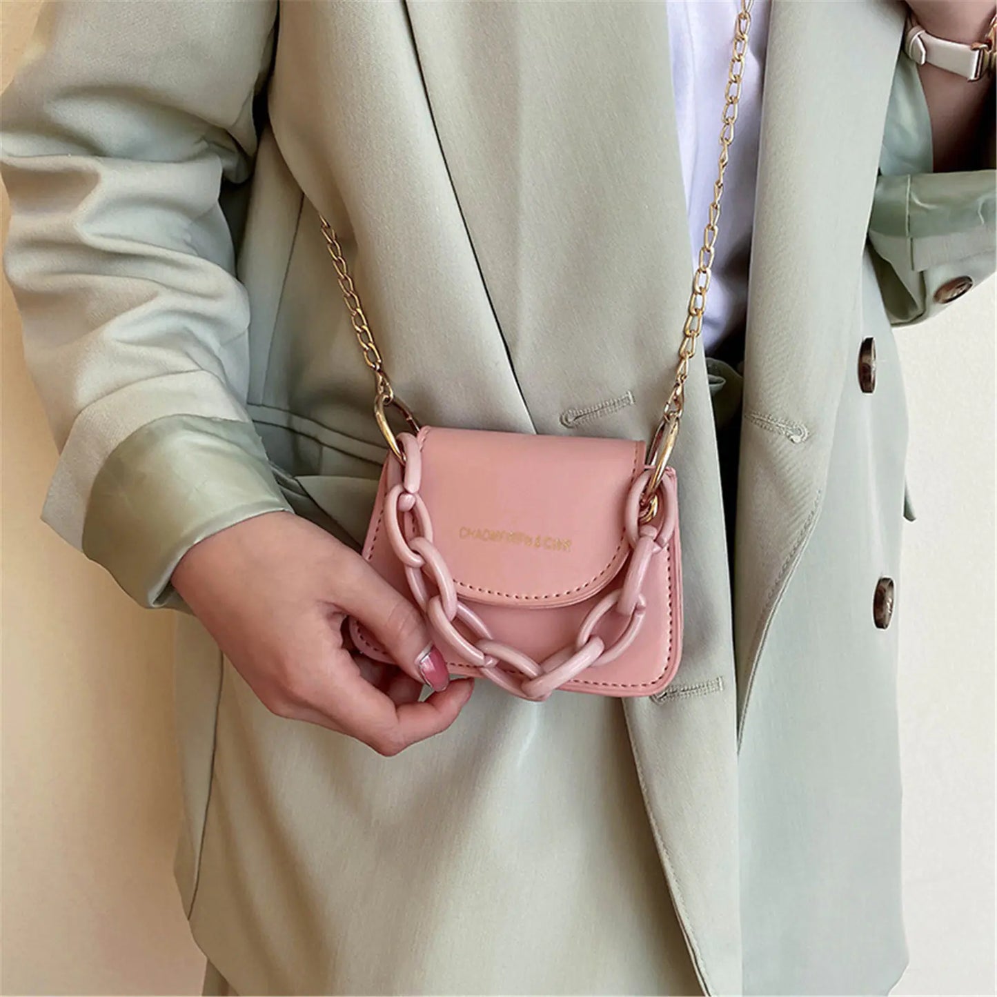 Mini Crossbody Coin Purse with Pearl Chain for Girls