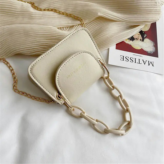 Mini Crossbody Coin Purse with Pearl Chain for Girls